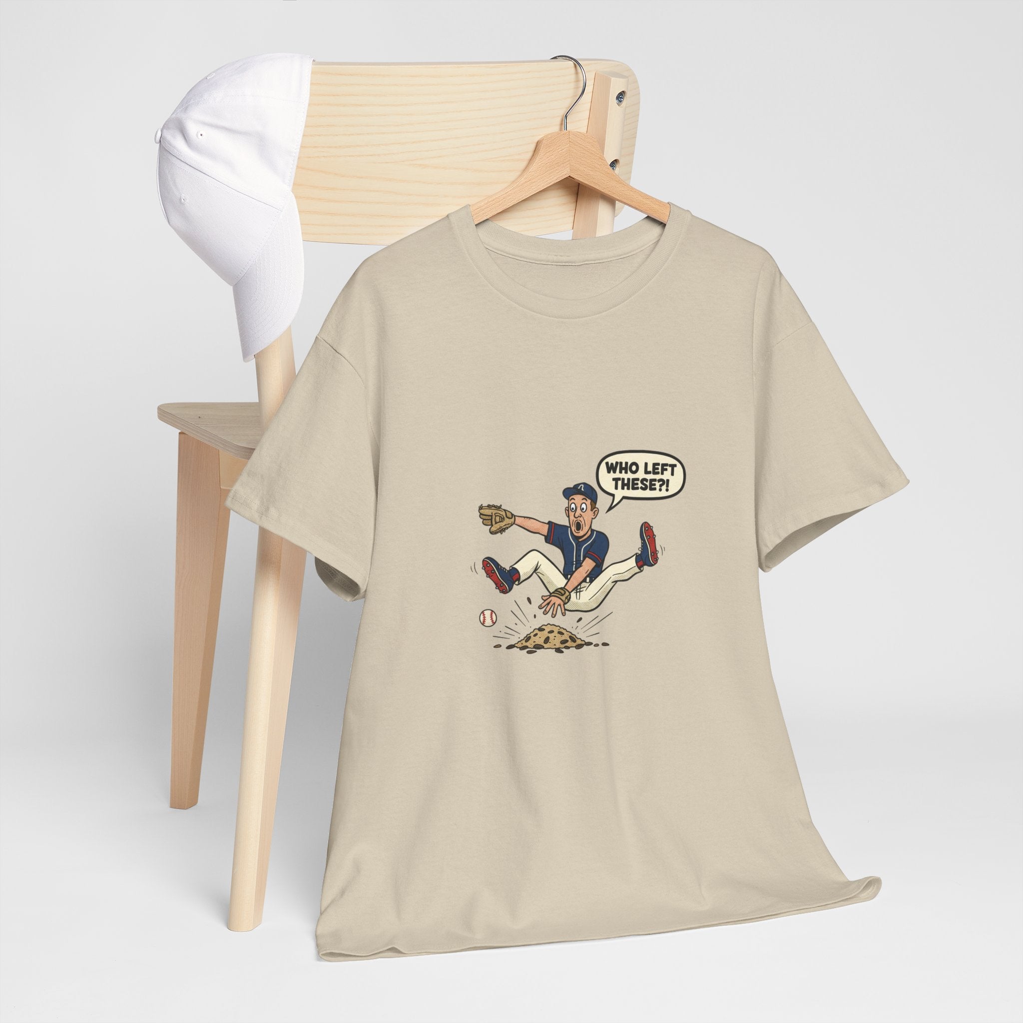 T-Shirt — Funny 'Who Left These?!' Mound of Seeds Cartoon Tee