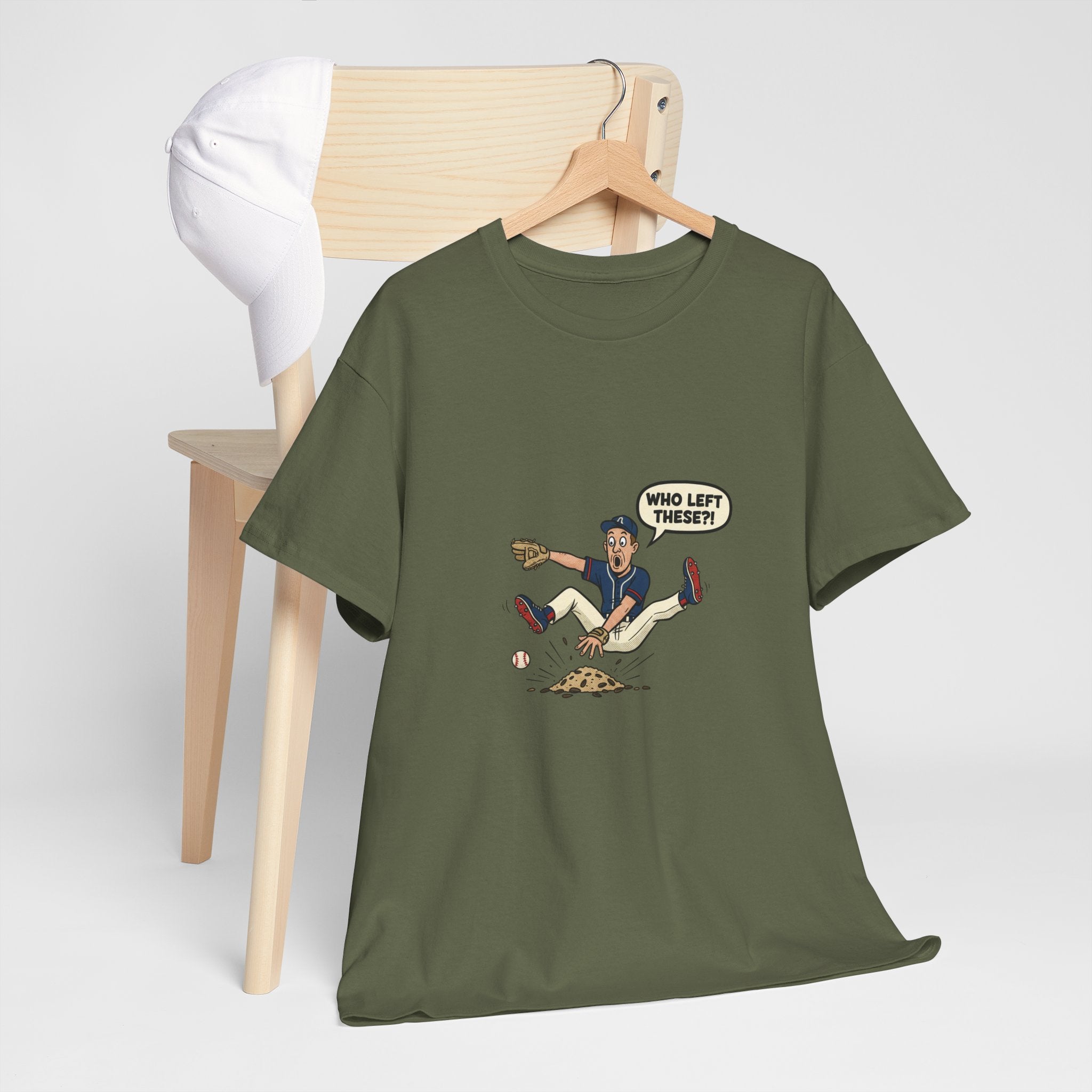 T-Shirt — Funny 'Who Left These?!' Mound of Seeds Cartoon Tee