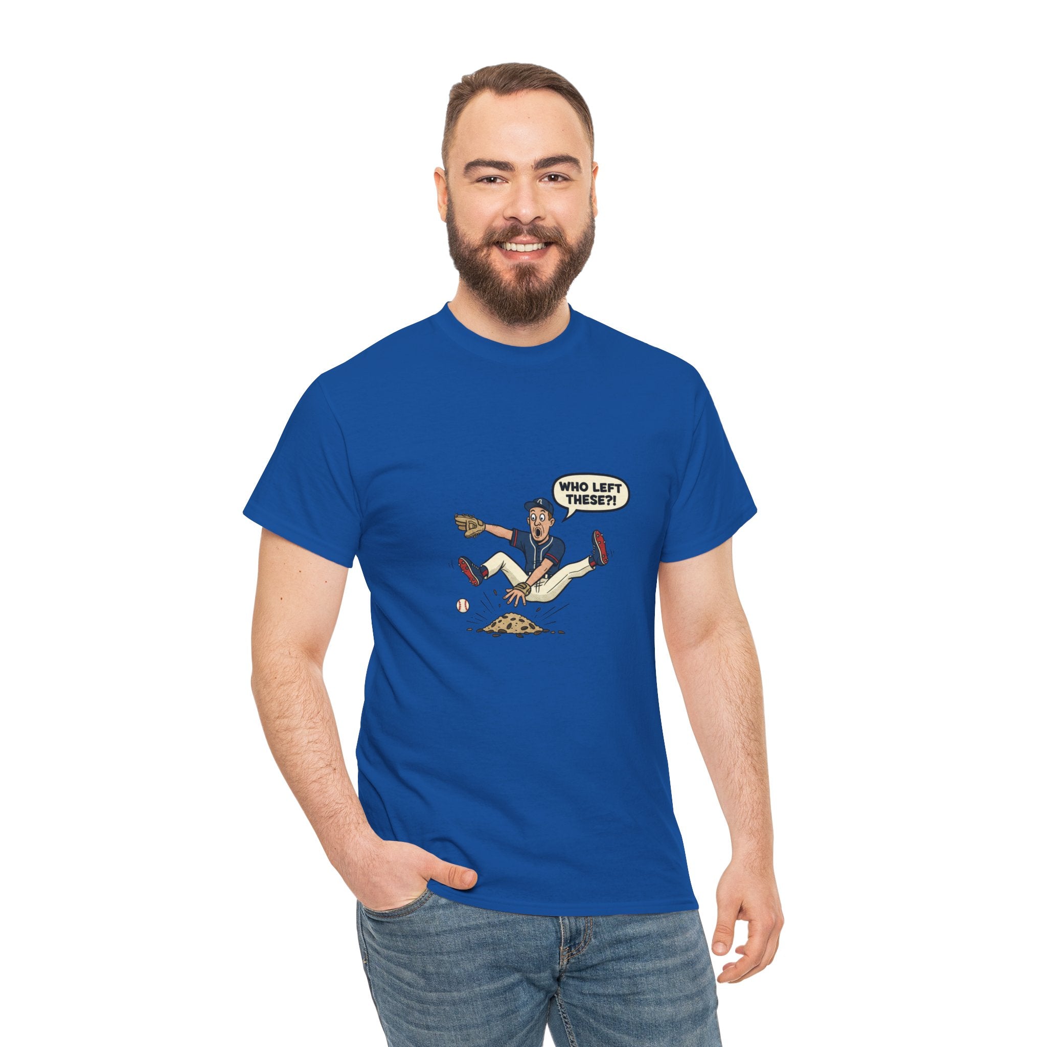 T-Shirt — Funny 'Who Left These?!' Mound of Seeds Cartoon Tee