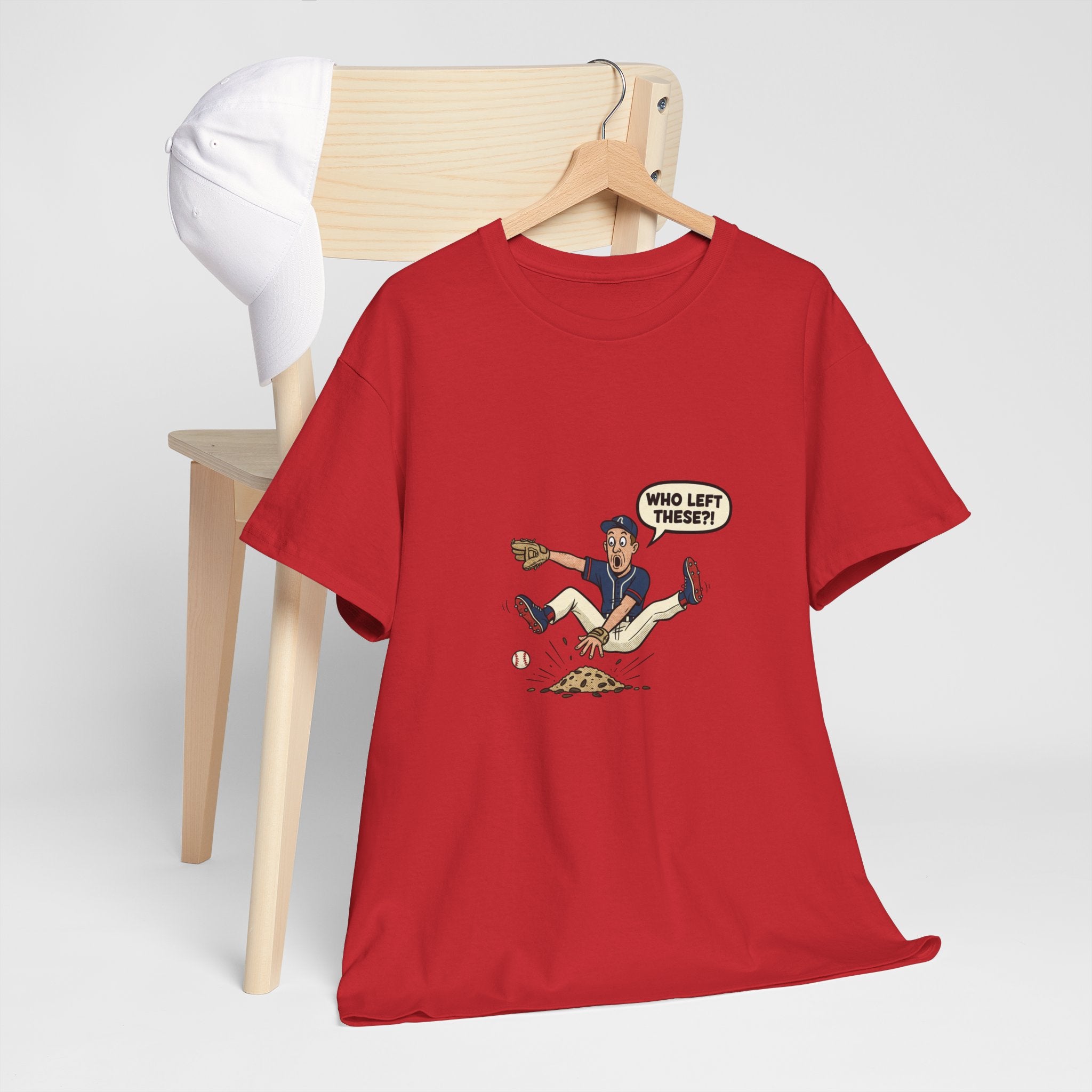 T-Shirt — Funny 'Who Left These?!' Mound of Seeds Cartoon Tee