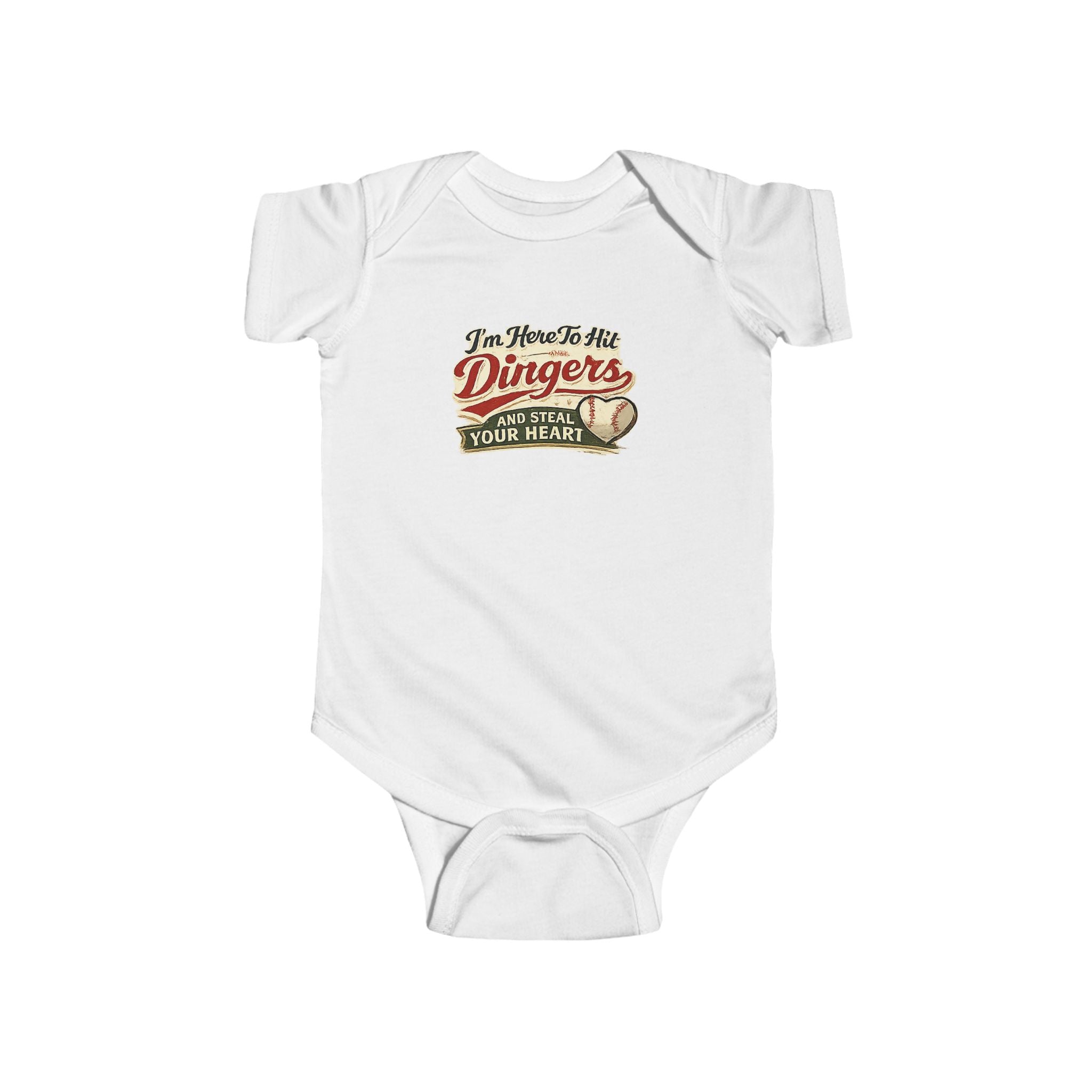Baseball Dingers Infant Bodysuit — "I'm Here To Hit Dingers" Baby Onesie