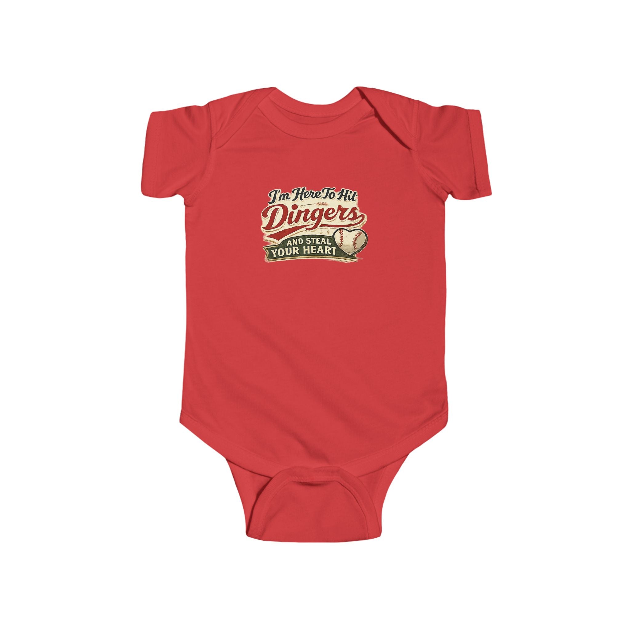Baseball Dingers Infant Bodysuit — "I'm Here To Hit Dingers" Baby Onesie