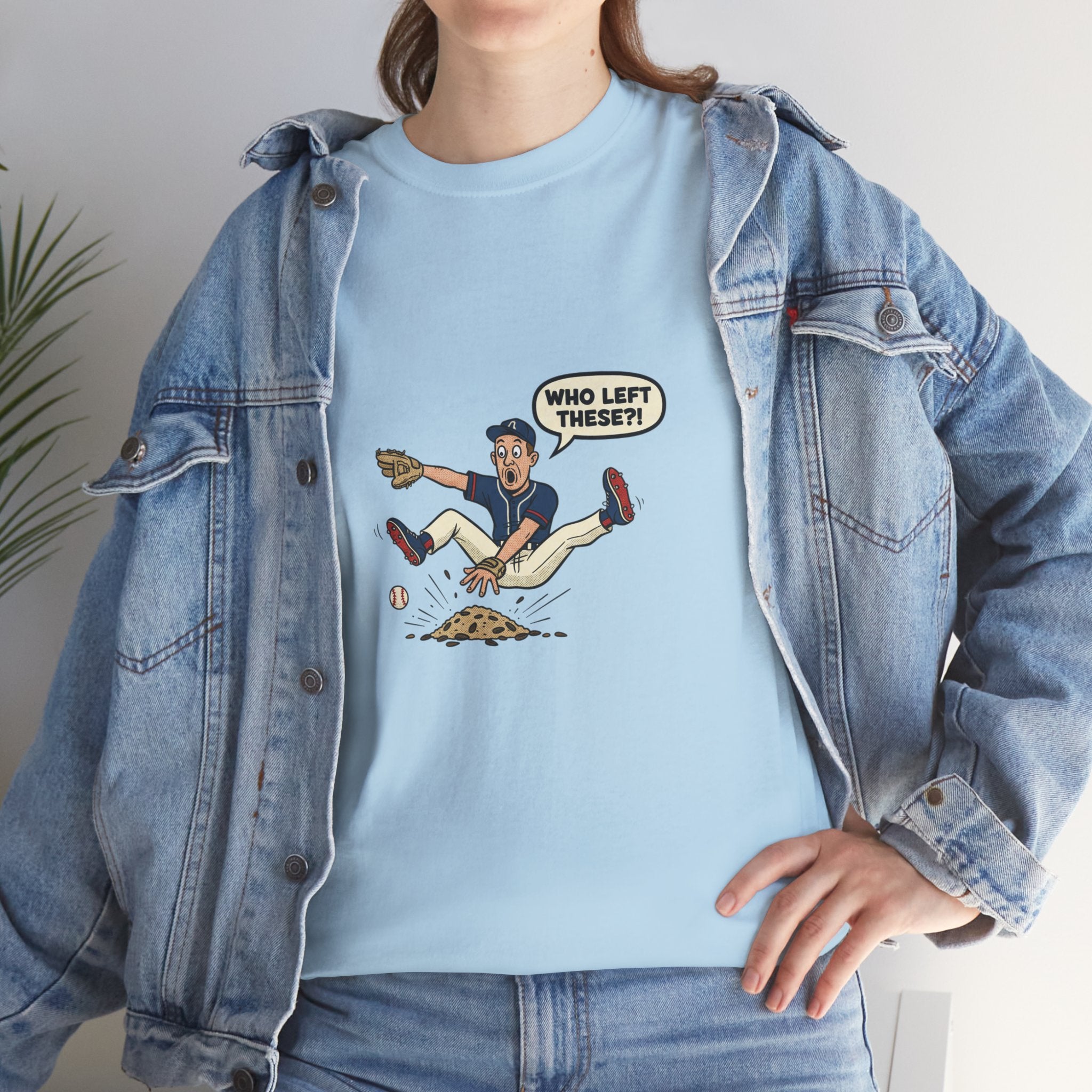 T-Shirt — Funny 'Who Left These?!' Mound of Seeds Cartoon Tee