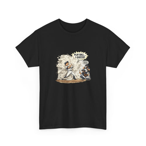 Baseball Vintage Comic Tee — "Play Ball I Guess" Graphic T-Shirt