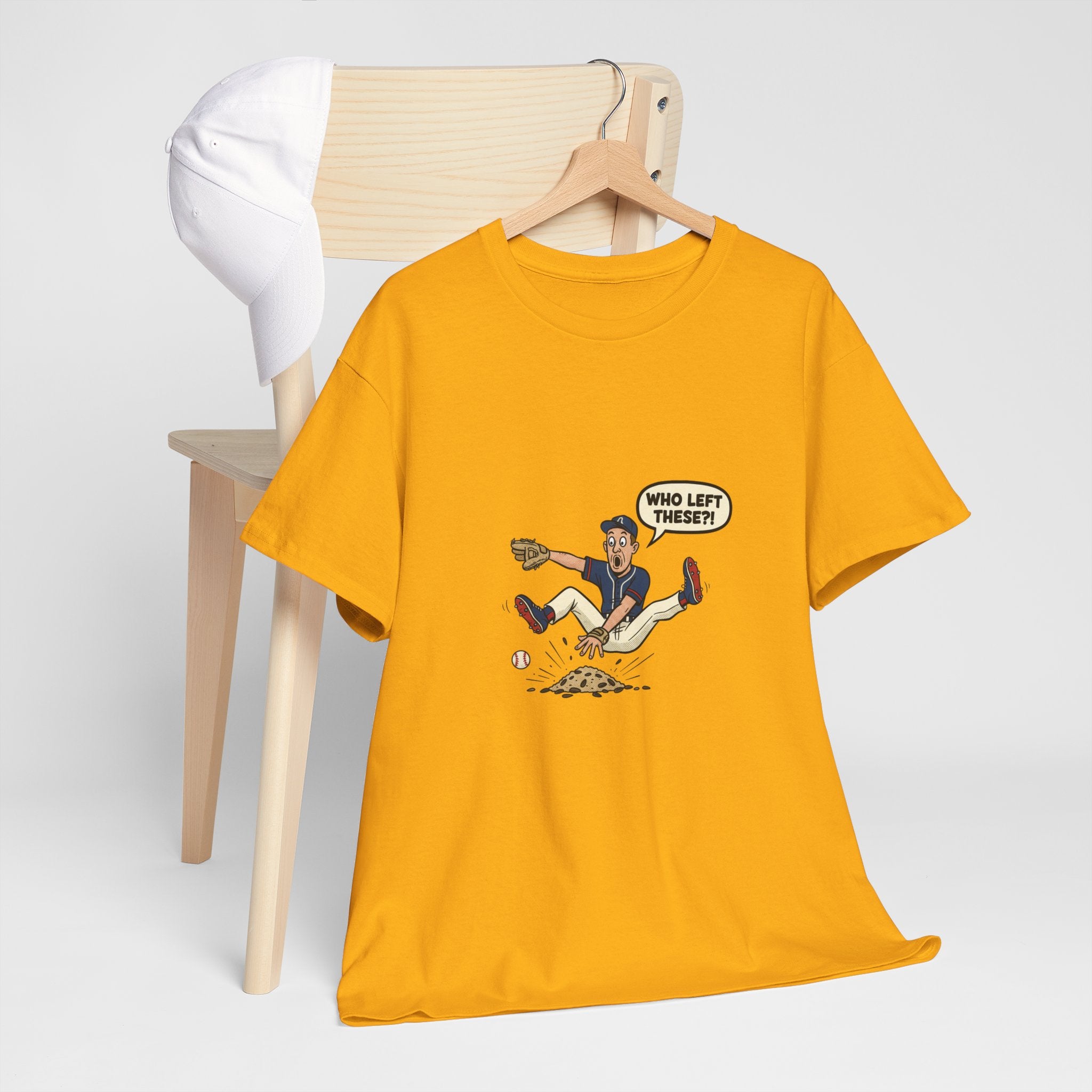 T-Shirt — Funny 'Who Left These?!' Mound of Seeds Cartoon Tee