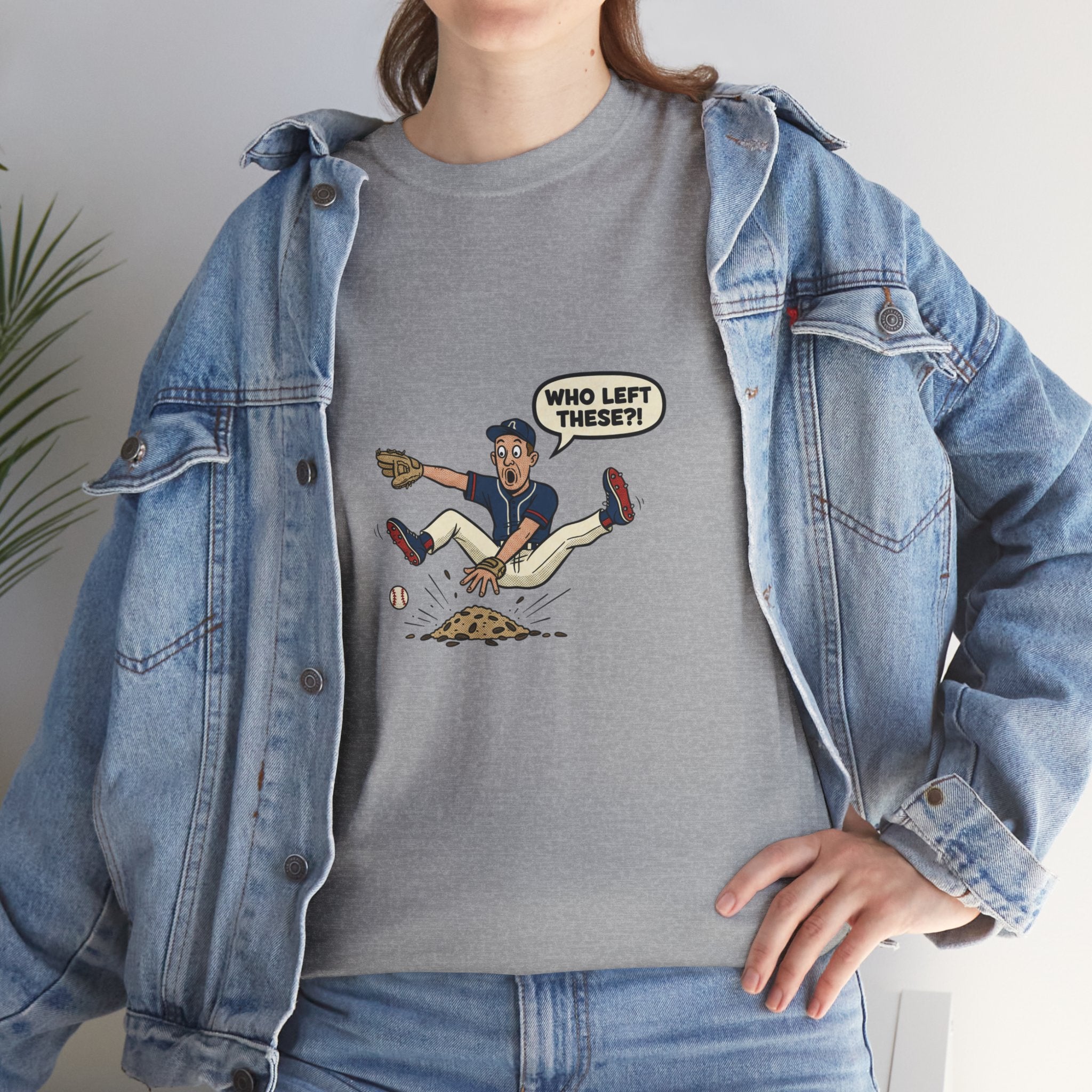 T-Shirt — Funny 'Who Left These?!' Mound of Seeds Cartoon Tee
