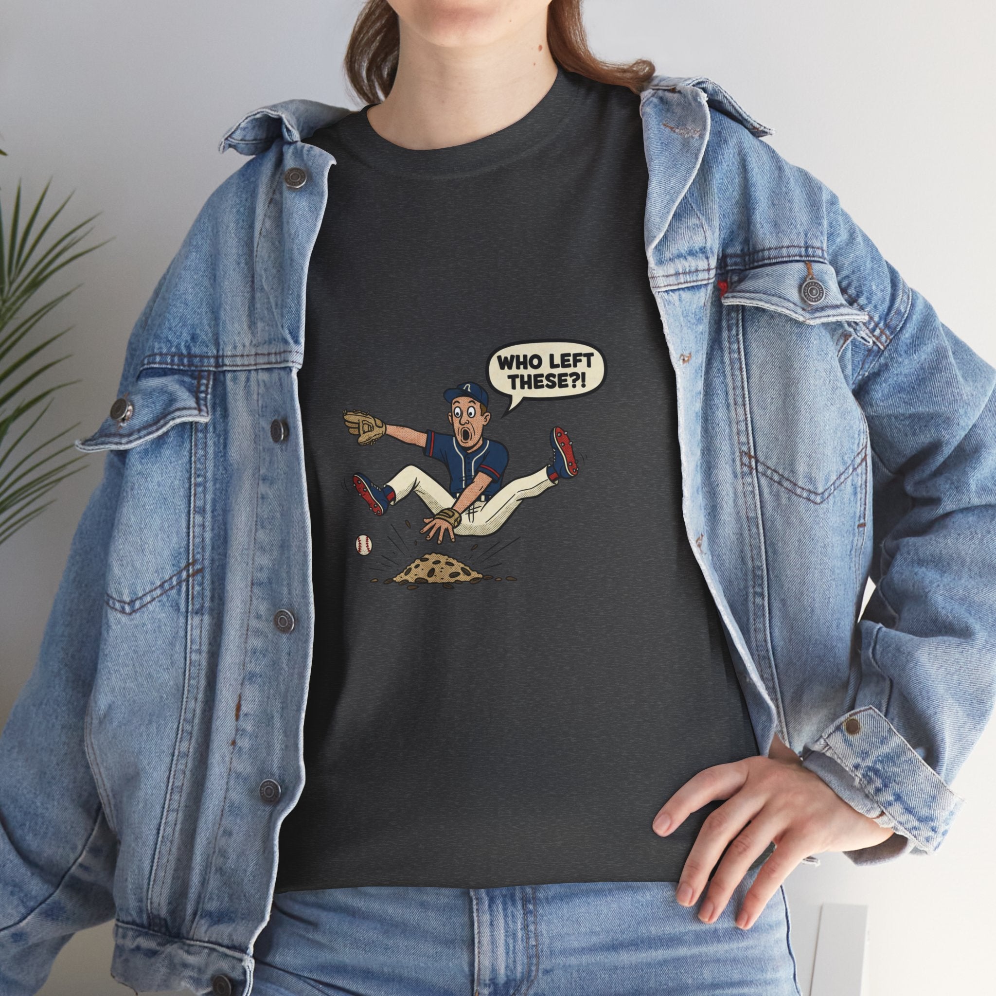 T-Shirt — Funny 'Who Left These?!' Mound of Seeds Cartoon Tee
