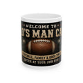 Man Cave Football Ceramic Mug — "Welcome to Dad's Man Cave" 11oz/15oz