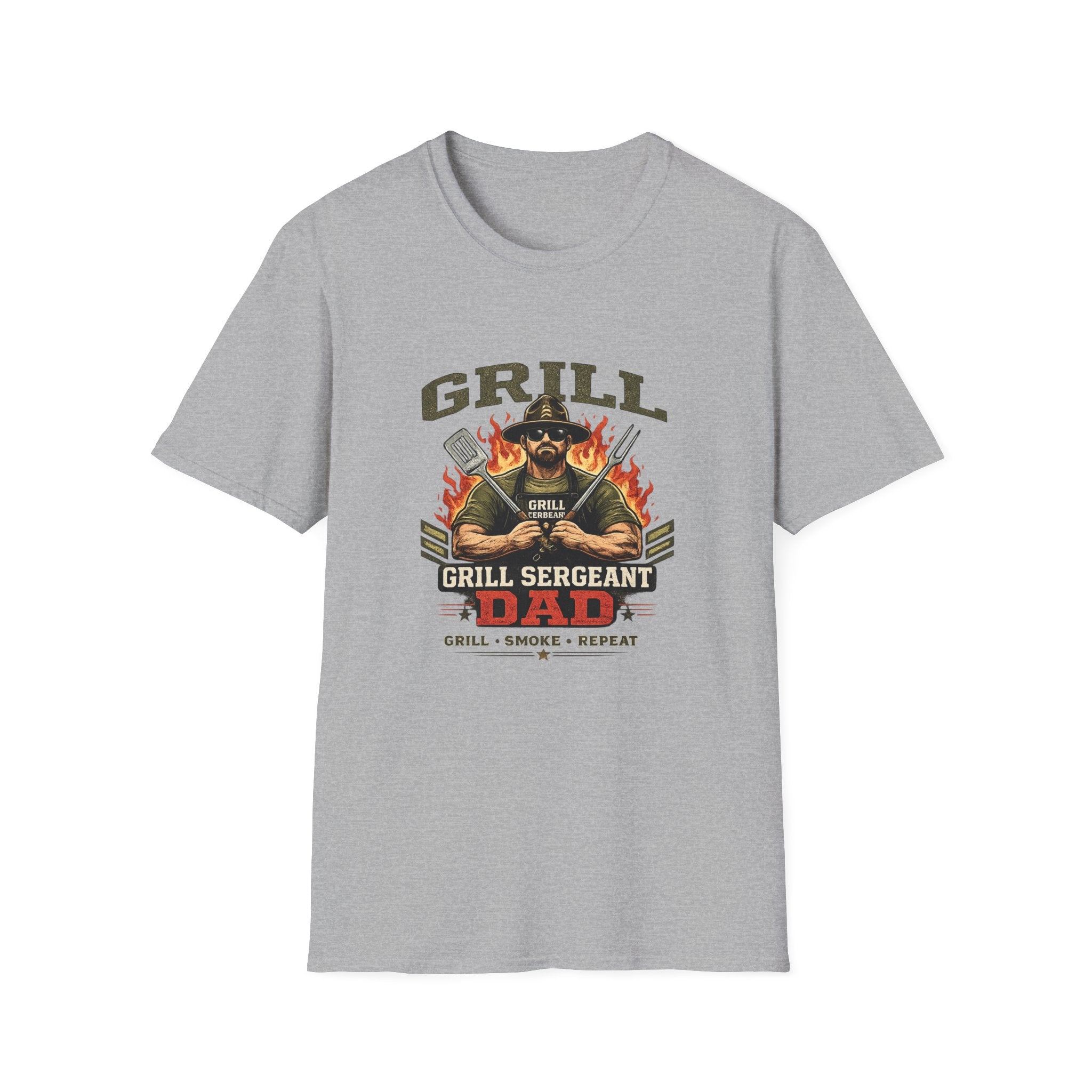 Grill Sergeant Dad T-Shirt — Grill, Smoke, Repeat Fathersday Tee