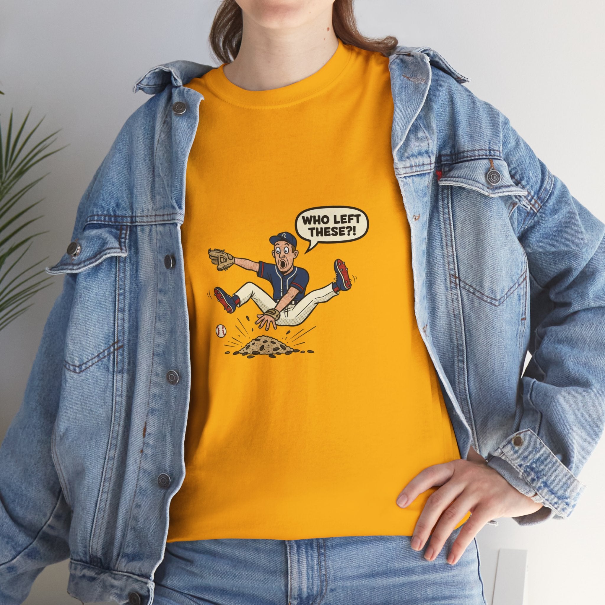 T-Shirt — Funny 'Who Left These?!' Mound of Seeds Cartoon Tee