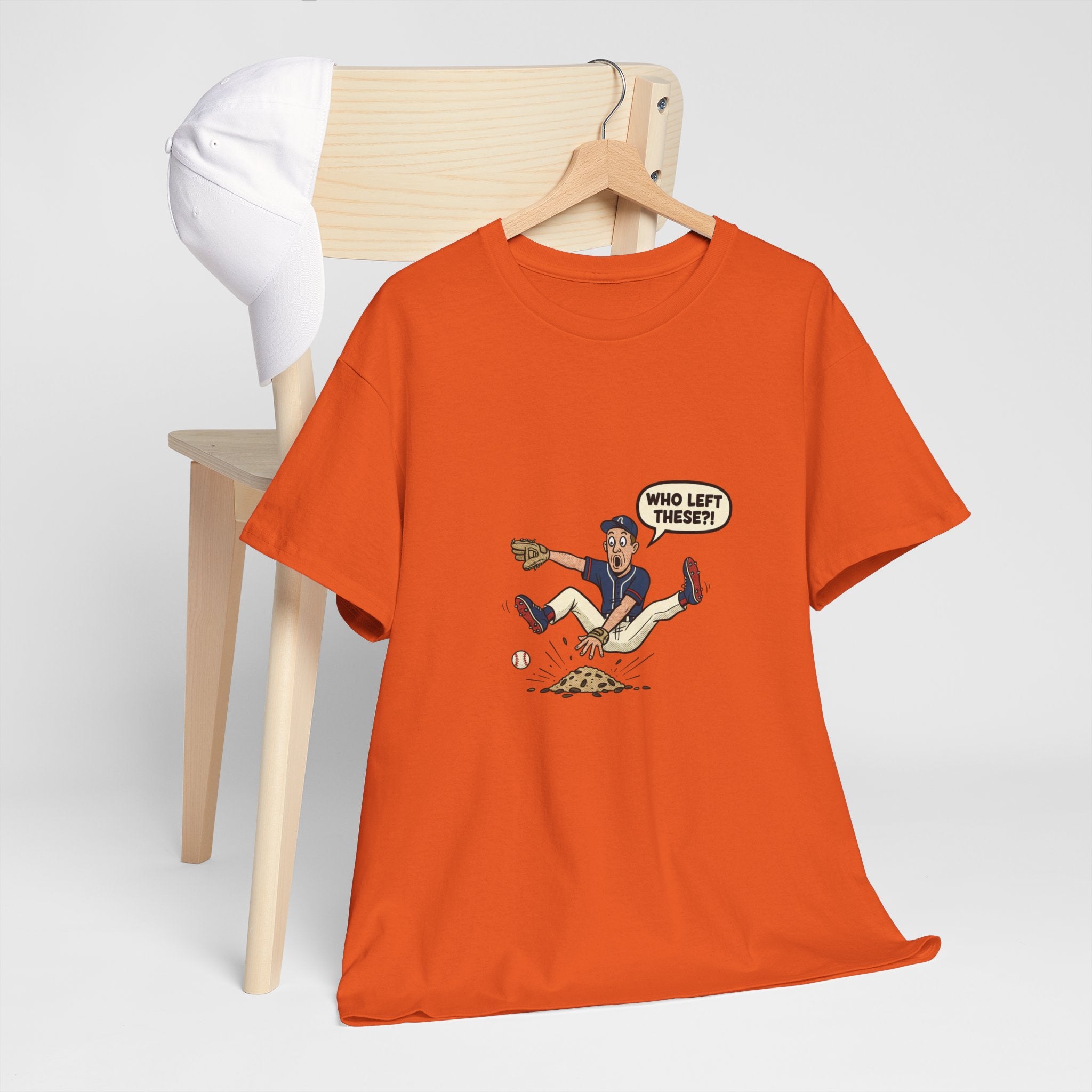 T-Shirt — Funny 'Who Left These?!' Mound of Seeds Cartoon Tee