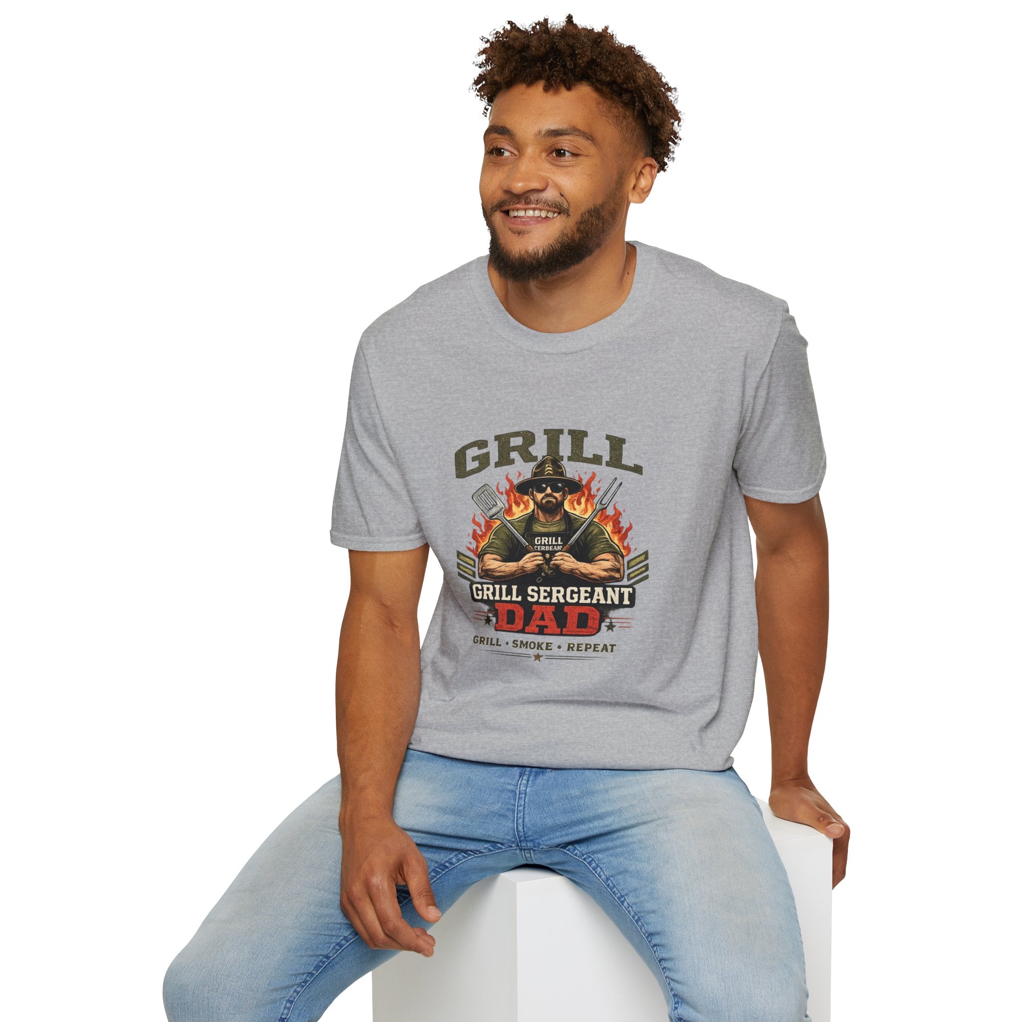 Grill Sergeant Dad T-Shirt — Grill, Smoke, Repeat Fathersday Tee