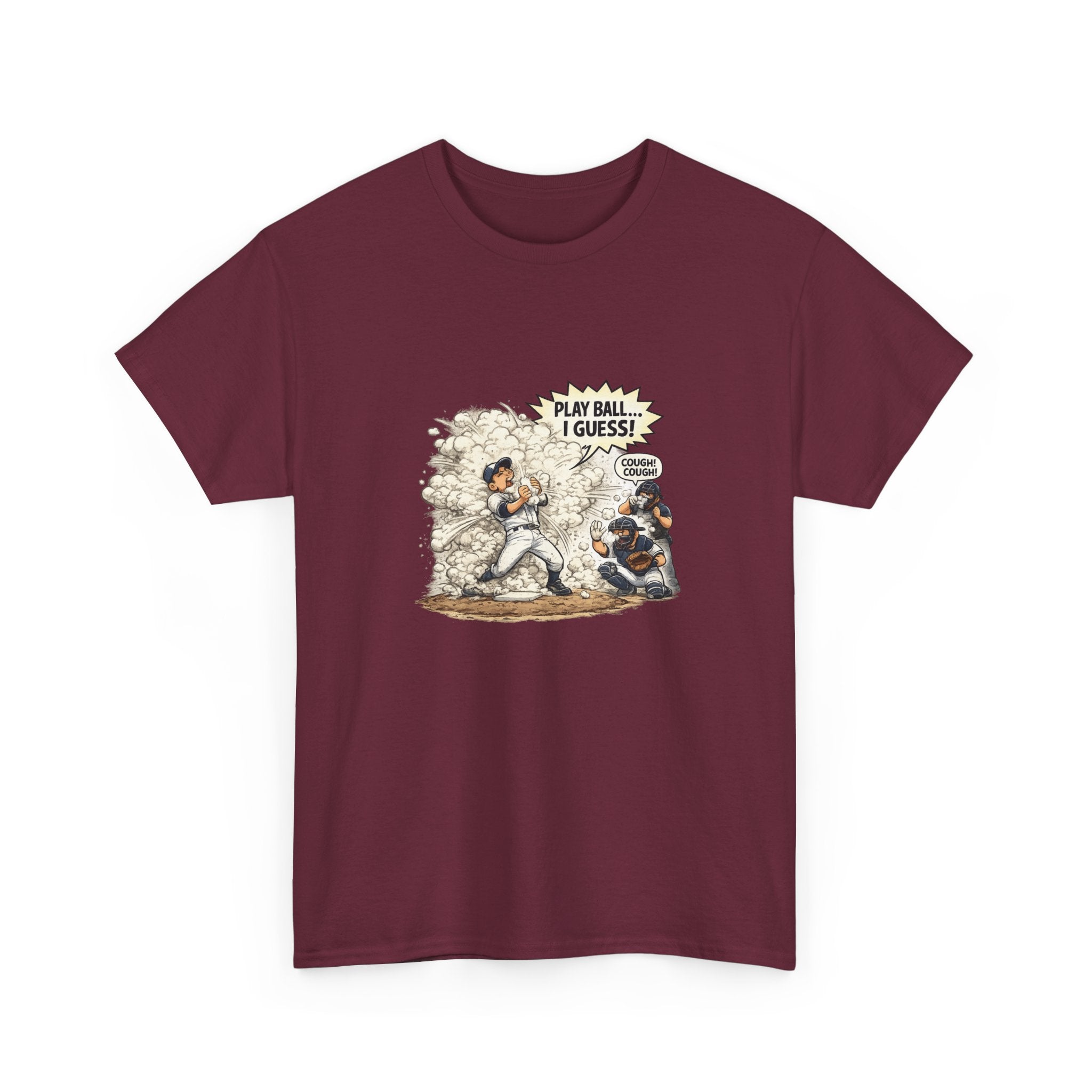 Baseball Vintage Comic Tee — "Play Ball I Guess" Graphic T-Shirt