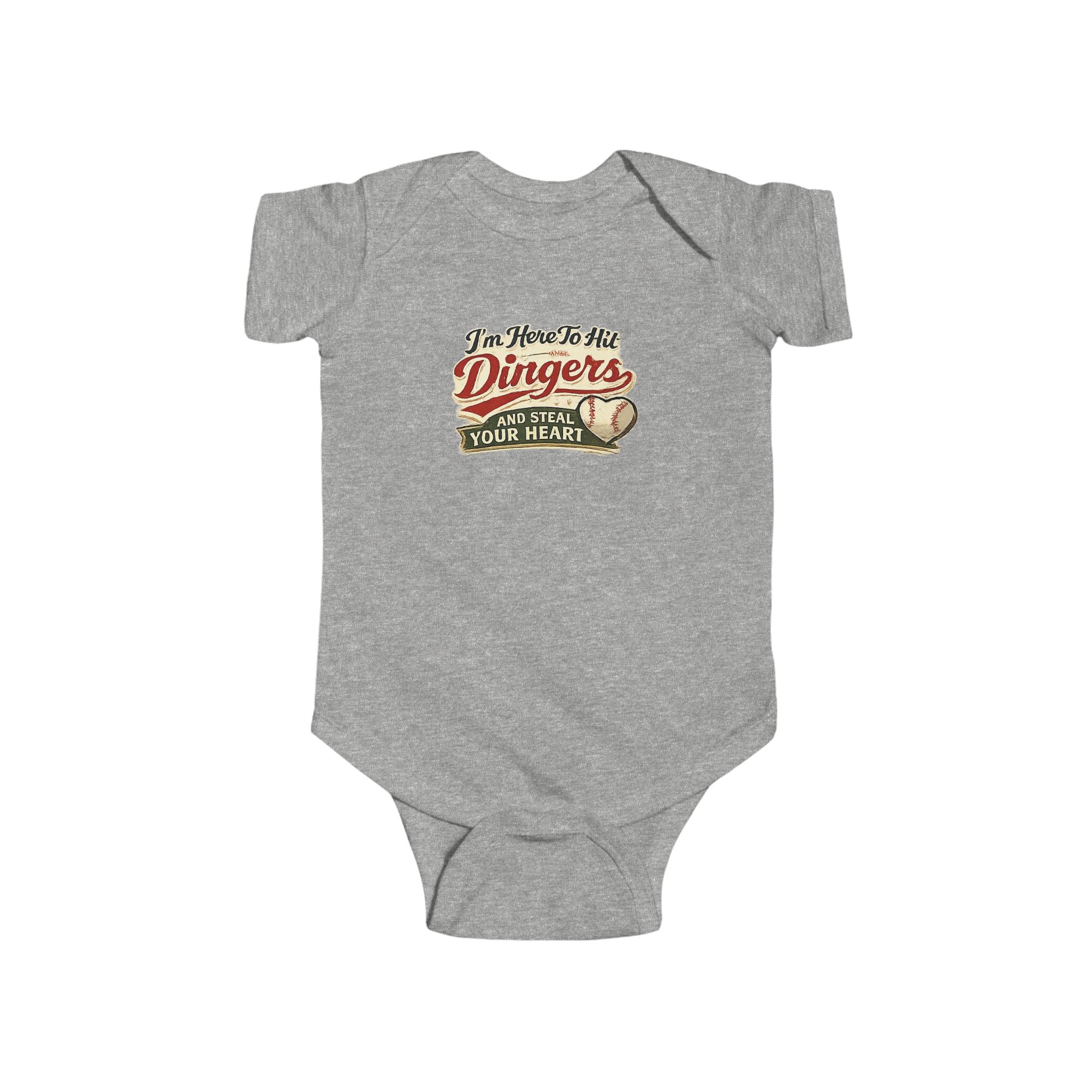 Baseball Dingers Infant Bodysuit — "I'm Here To Hit Dingers" Baby Onesie