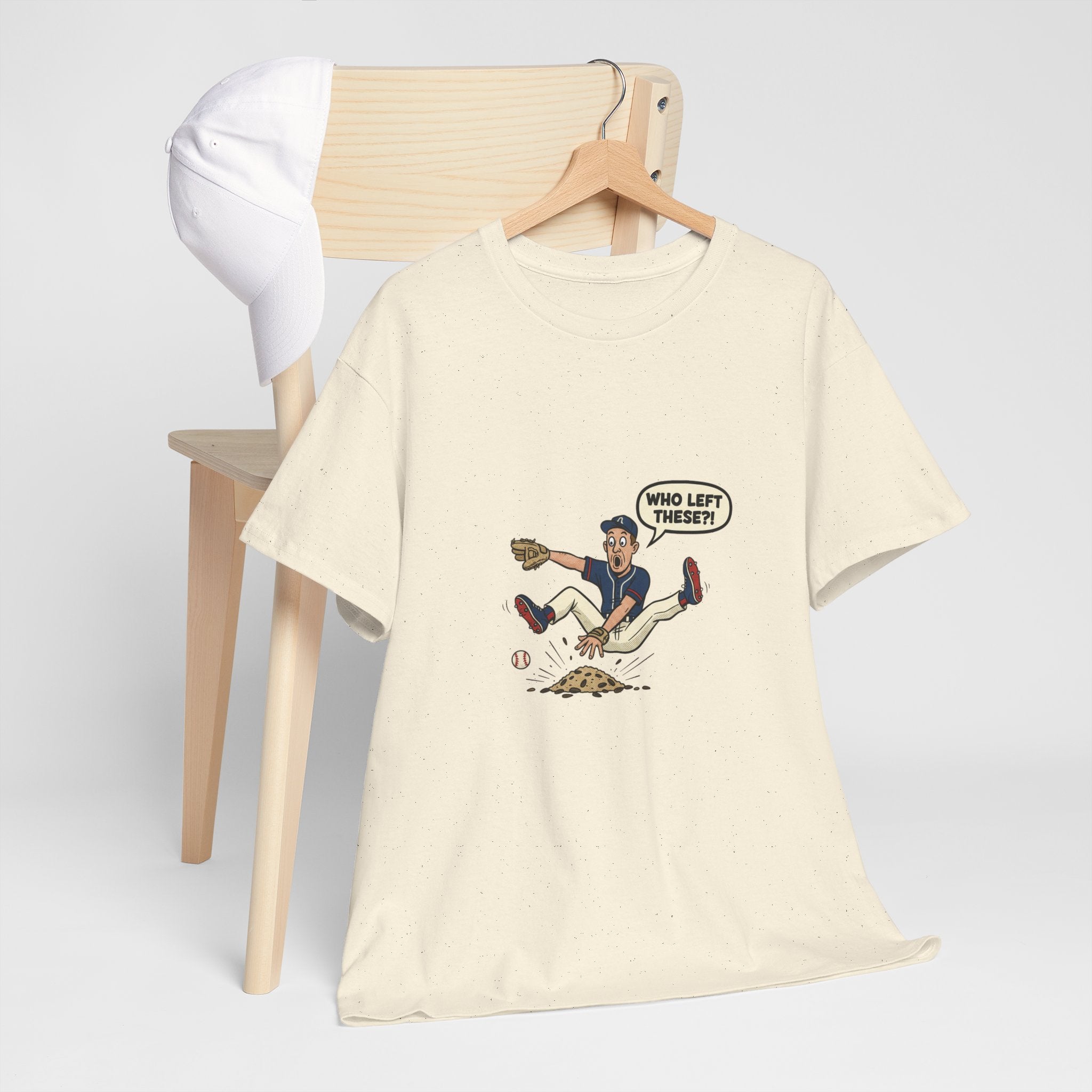 T-Shirt — Funny 'Who Left These?!' Mound of Seeds Cartoon Tee